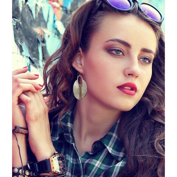 Boho Earrings for Women Gold Silver Copper Dangle Oval or Round Ethnic Trendy We - Picture 8 of 8